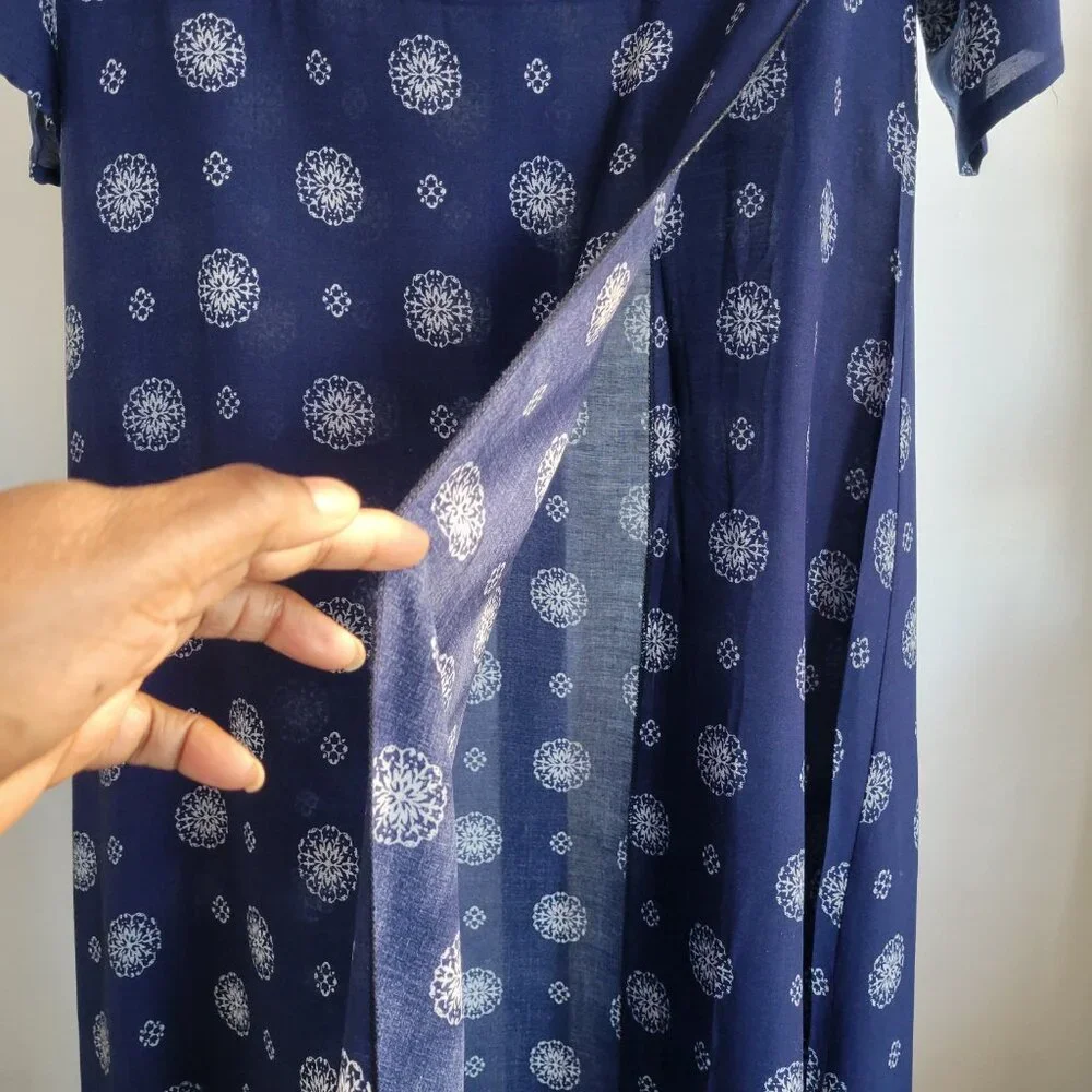 Biubiu Women’s Long Wrap Short Sleeve Navy Blue Boho Bohemian Maxi Dress (Size: - Picture 14 of 15